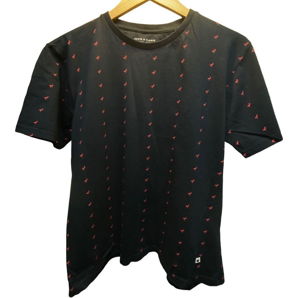 Denim & Flower mens M Flamingo print Tee Shirt